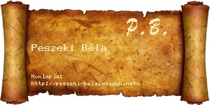 Peszeki Béla névjegykártya