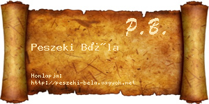 Peszeki Béla névjegykártya
