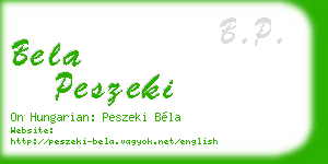 bela peszeki business card